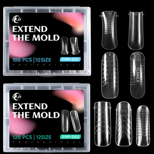 Jieyu Tùy Chỉnh 100Pcs/120Pcs Đầy Đủ Bìa Dài Abs Rõ Ràng Móng Tay Giả Mặc Pháp Phụ Nữ Móng Tay Giả Số Lượng Lớn Cho Nhà Tự Làm Móng Tay Salon - Product Image 2