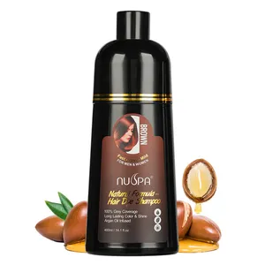 NUSPA Hot Selling Active Botanical Argan Oil Color Shampoo Nourishes Protects Hair Falling Black Brown Hair Dye Shampoo