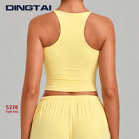 Débardeur d'entraînement Dingtai Sweetheart à col en V et dos nageur pour femme, double couche non rembourrée, effet seconde peau, pour yoga et course à pied