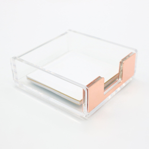 Thanh Lịch Rõ Ràng <span class=keywords><strong>Acrylic</strong></span> Lucite Rose Gold Trang Trí Memo Pad Chủ Tự Dính Bàn Lưu Ý Tổ Chức Văn Phòng Phụ Kiện Cho Nộp Hồ Sơ - Product Image 2