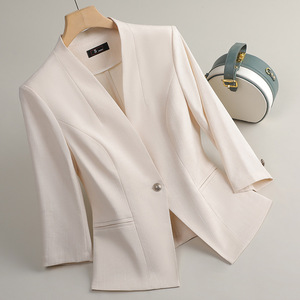 Women's Three Quarter Sleeve Blazer Solid Color Polyester Anti Wrinkle Slim Fit Professional Work Suit Spring New Style - Product Image 1