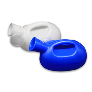 Men's Urinal 2000ml Large Capacity Oval Shape With Lid White And Blue Plastic Self Care For Patients - Product Image 1