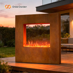 Chimenea de Gas Personalizada de Acero Corten, Quemador de Gas Natural Independiente para Exteriores, Seguro, de Biocombustible, Decoración de Jardín, Portátil - Product Image 4