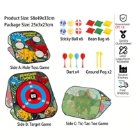 Permainan Lempar Bola Kacang Tema Dinosaurus untuk Anak-Anak, Papan Cornhole Pop Up, Bola Lengket, Dart, Mainan Olahraga Luar Ruangan, Set Permainan