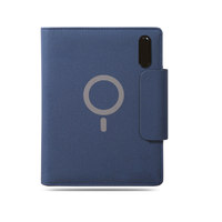 Carnet intelligent sans fil intégré avec chargement Type C, batterie externe 8000 mAh, lampe LED en cuir PU et classeur rechargeable A5