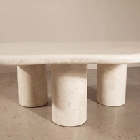 Table basse en marbre de travertin plus beige en forme de fleur moderne pour le salon
