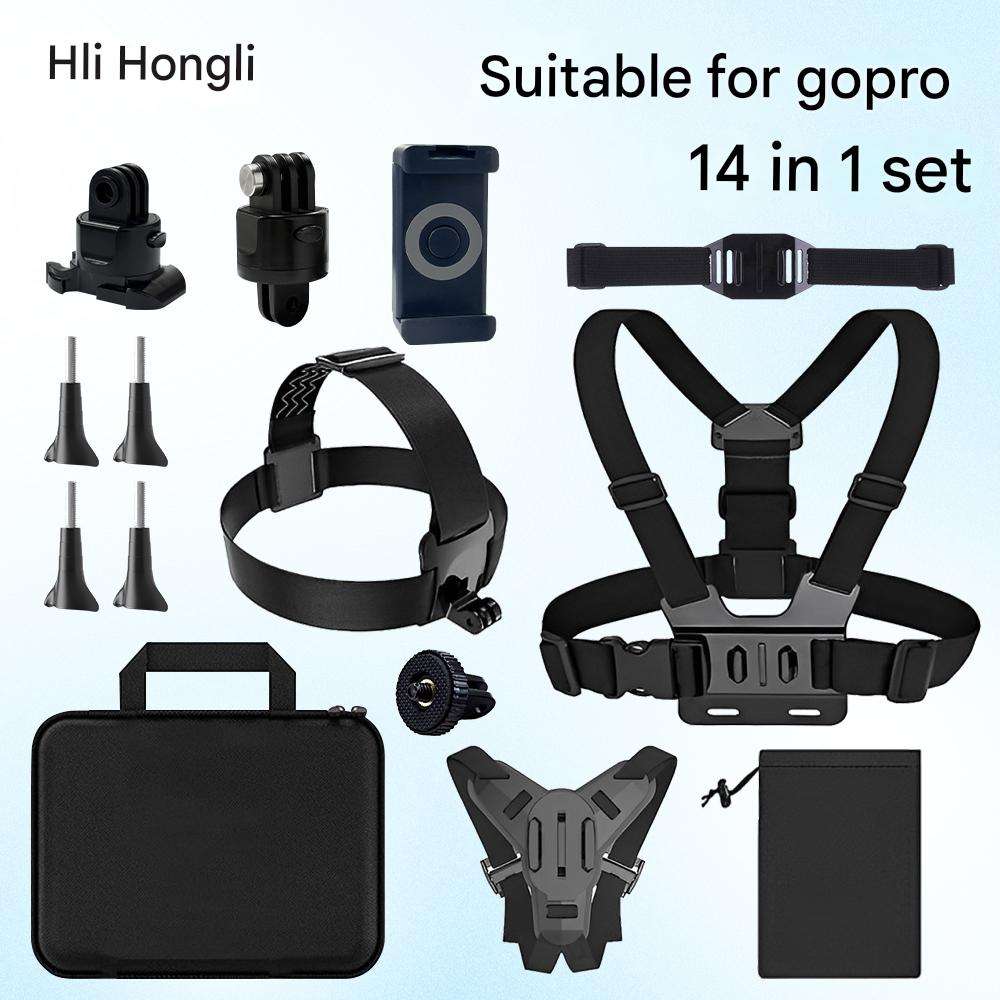 Hongdak for gopro Accessories Bundle 14 in 1 Outdoor Waterproof Housing Screen for Go Pro