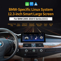 Système d'écran tactile Linux ultra-fin 12,3 pouces, CarPlay sans fil, Android Auto, lecteur multimédia pour BMW Série 5 2005-2010 E60 E61 CCC