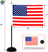 Ensemble de 24 drapeaux de bureau de pays, 8 x 5 pouces, mini drapeau américain de bureau avec mât noir de 13 pouces, 100 % polyester, réutilisable