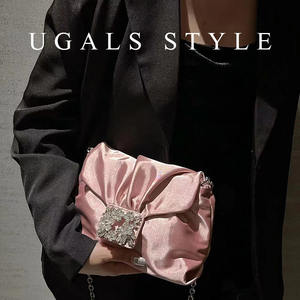 高級ブライダルウェディングバッグ パーティー プロム グリッター ブリンタッセル ラインストーン クラッチ シルクハンドバッグ レディース ディナー イブニングクラッチバッグ - Product Image 4