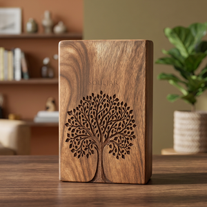 Urne en bois de manguier Tree Life, finition bois naturel, gravée à la main, style américain, écologique, biodégradable, commémoration adulte - Product Image 3