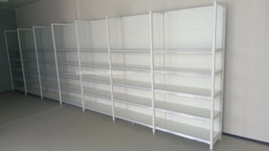 Đôi thẳng đứng màu trắng kim loại cửa hàng kệ sách tùy chỉnh kệ trưng bày cho cửa hàng bán lẻ vẻ đẹp kệ với ánh sáng - Product Image 4