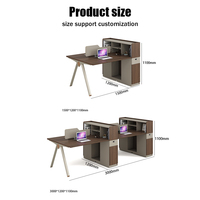 Poste de travail de bureau pour 4 personnes avec étagère de bureau et armoire latérale fixe pour bureau d'équipe, vente en gros directe d'usine