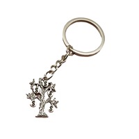 Para Ağacı Anahtarlık, 21x30mm, Hediyeler ve Araba Anahtarları için Metal Vintage Ağaç Şeklinde Süs, Altın Gümüş