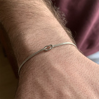 Bracelet unisexe nœud d'amour fait main en acier inoxydable, chaîne serpent, bracelet nœud d'amour, cadeau de Saint-Valentin pour couple
