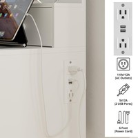 Coiffeuse moderne en bois blanc avec miroir LED, mobilier de chambre et de salon très prisé, avec prise électrique intégrée