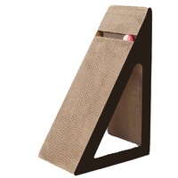 Griffoir vertical triangulaire pour chat en carton ondulé avec nid et jouet pour griffer