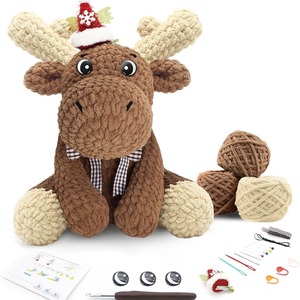 Kit de Ganchillo Pafu <span class=keywords><strong>para</strong></span> Principiantes, Lindos Herramientas de Hilo, Kit de Manualidades de Peluche de Animales Hechos a Mano, Logotipo Personalizado, Muñeco de Alce DIY, Tela Textil - Product Image 3