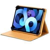 Étui universel en cuir pour tablette 7/8/9/10 pouces, motif bicolore en cuir de vachette, avec coins en silicone et crochets de traction, vente directe usine
