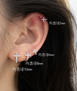 Boucles d'oreilles créoles Xinfly Au750 en or véritable 18 carats avec diamants naturels, design croix, bijoux fins, boucle bébé, vente chaude - Product Image 3