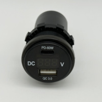DC 12/24V Tip C PD 3.0 (60W) USB Tip A QC3.0 Girişli Hızlı Şarj Cihazı USB Soketi Dijital Voltmetre Araba, Tekne, Telefon, Tablet için