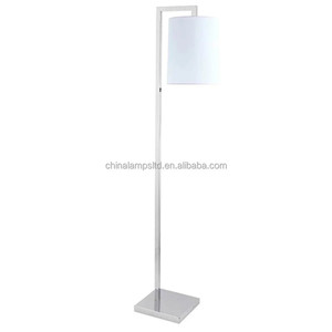 Customized Classic Standing LED Floor <b>Lamp</b> with Matte Black Finish White Hardback <b>Shade</b> for Hotel Home Decor Contemporary Design - Product Image 1