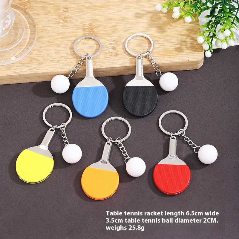 Porte-clés Mini Raquette De Tennis Avec Balle - Pendentif Sport - Cadeau Déco - 2 Cm