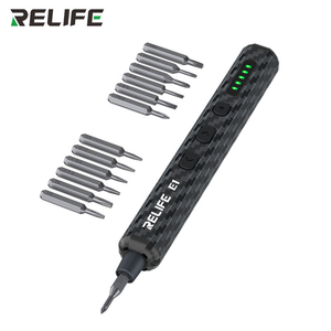 Juego de <span class=keywords><strong>Destornillador</strong></span> Eléctrico de Torque RELIFE E1 de Fibra de Carbono con 12 Puntas y Luces LED sin Sombra <span class=keywords><strong>para</strong></span> Desmontaje y Reparación de Tornillos de Teléfonos Móviles - Product Image 1