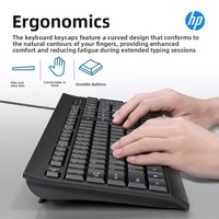 H.P KM100 Keyboard Mouse Berkabel Ringan Senyap 1000 DPI untuk Windows Desktop Laptop USB Bisnis Kantor Gaming Tersedia di Stok