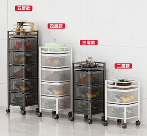 Лидер продаж, полка для хранения кухонных тележек с колесами, Многоуровневая корзина для овощей и фруктов, вращающаяся корзина на 360 градусов, стойка для корзин - Product Image 3