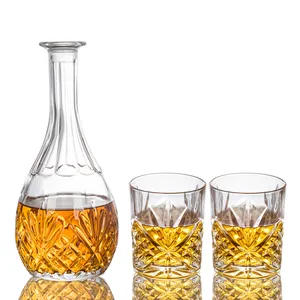 Ensemble de décanteur à whisky en verre à vin à long cou de forme ronde 900ML