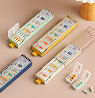 Boîte à pilules pliable personnalisée avec logo, 3 couches, 8 compartiments, petite, portable, organiseur de médicaments de voyage, cadeau promotionnel
