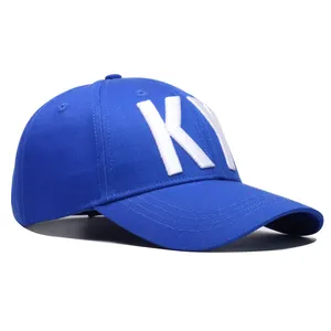 Topi Bisbol 100% Katun Uniseks, Topi Hiphop Biru Satu Ukuran Sesuai untuk Semua