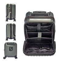 Valise de cabine 20 pouces moderne à roulettes, légère, avec ouverture frontale, compartiment ordinateur indépendant et porte-gobelet, indispensable pour les voyages