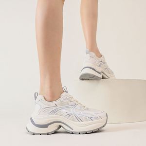 Chaussures de sport décontractées à semelle épaisse et amortissante, rehaussantes, respirantes, en maille, pour la course et la marche, vente en gros à bas prix - Product Image 3