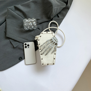 Halloween Gothic Crossbody Bags for Women <strong>Skull</strong> <strong>Purse</strong> PU Leather Small Skeleton Coffin Shape <strong>Purses</strong> and Handbags - Product Image 4