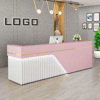Comptoir de réception de bureau moderne en forme de L, personnalisable, de luxe, petit, pour salon de beauté