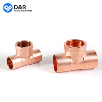 D & R nouveau 3 voies 5/8 pouces femelle 16mm soudage laiton té pressions normales connecteur tuyau d'eau plomberie tuyau cuivre raccords