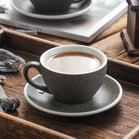 80ml/150ml/200ml Céramique Vintage Granit Tasse à Café Assiette Set Cappuccino Tasse Extra Forte Latte Latte Tasse Latte