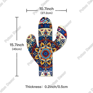 Decorazione Murale in <span class=keywords><strong>Legno</strong></span> Stile Messicano a Forma di Cactus, Motivo Geometrico Boho, Insegna in <span class=keywords><strong>Legno</strong></span> per Arredamento Casa e Fattoria - Product Image 3