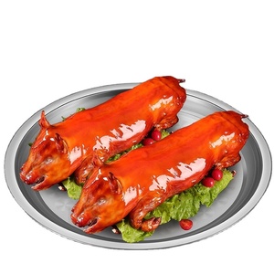 Plateau de service rond en acier inoxydable de 100 cm, grand, à fond plat, multi-usages, <span class=keywords><strong>pour</strong></span> hôtel, restaurant, <span class=keywords><strong>barbecue</strong></span>, compatible micro-ondes - Product Image 1