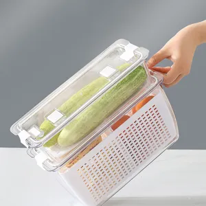 Contenedores de almacenamiento de alimentos, cesta de drenaje extraíble para verduras, cesta de drenaje apilable para refrigerador con Tapas extraíbles, gran oferta