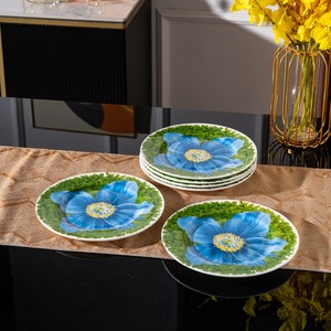 Wholesale Tropical Floral Environment Friendly Non-Toxic Bone China Dinner <b>Ceramic</b> Tableware Sets Modern American Style - Product Image 6