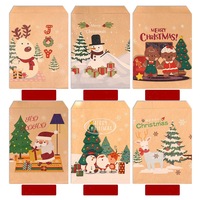 Sacs cadeaux en papier kraft brun de Noël, motifs Père Noël, rennes et pain d'épices, petits sacs d'emballage pour collations et bonbons, pour la décoration de Noël