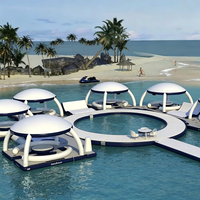 Plateforme flottante gonflable imperméable avec auvent d'ombrage, pont flottant pour fête, idéal pour la mer, le lac, le yacht et la détente