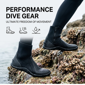 Chaussures de plongée tendance en néoprène, bottes de plongée à haute tige avec fermeture éclair, semelle en caoutchouc vulcanisé, isolées thermiquement, antidérapantes - Product Image 3