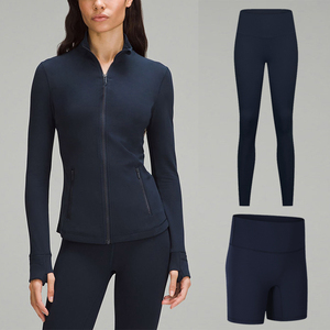 Ensemble de yoga personnalisé à séchage rapide et respirant : veste + leggings + short de cyclisme - Product Image 1