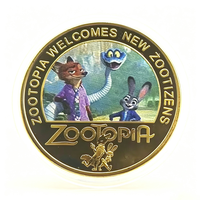 2026 5 modèles de pièces de monnaie commémoratives en métal à l'effigie de personnages animaux de dessins animés, imprimées en couleur, avec boîtier en acrylique