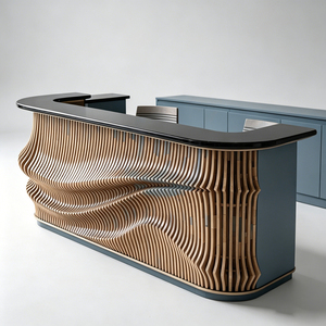 Modern Bespoke Curved Fiberglass Reception Desk Luxury Front Desk Custom Size for Salon Mall - Product Image 5