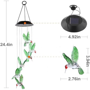 Carillon éolien LED extérieur étanche IP65 de haute qualité en forme d'oiseau, à changement de couleur, 6 LED, pour maison et jardin - Product Image 2